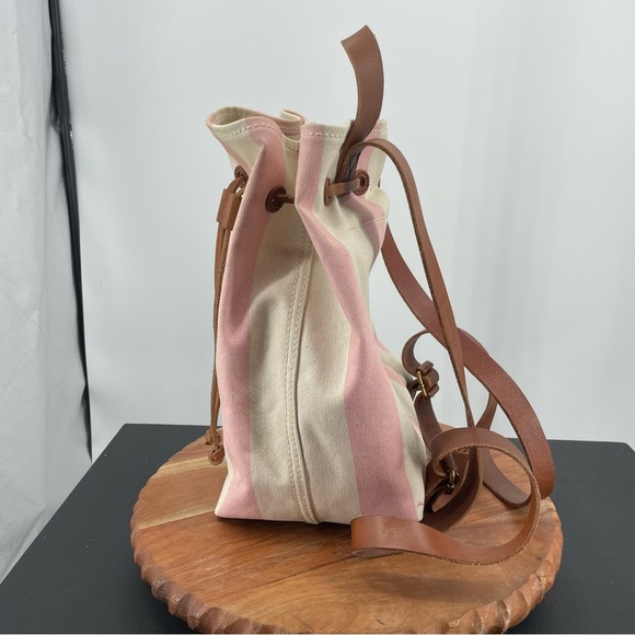 Madewell Pink and Cream Striped Canvas Drawstring Backpack main image 8